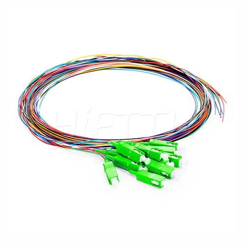 12 Fibers Single-mode Multi-mode Multi-core Unjacketed Color-Coded Fiber Optic Pigtail