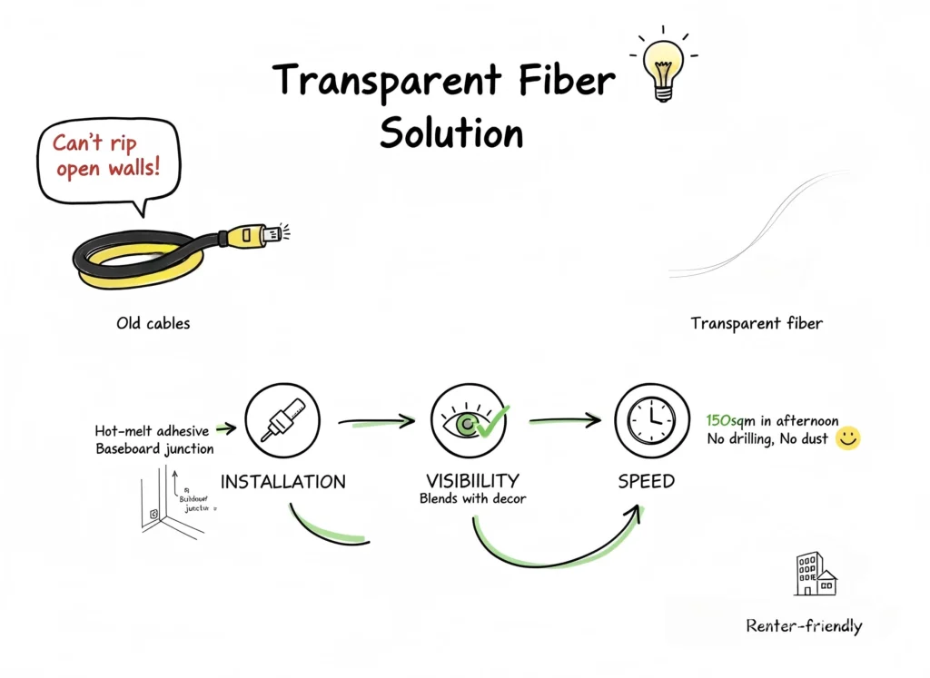 Transparent fiber cable solution especially for FTTR.