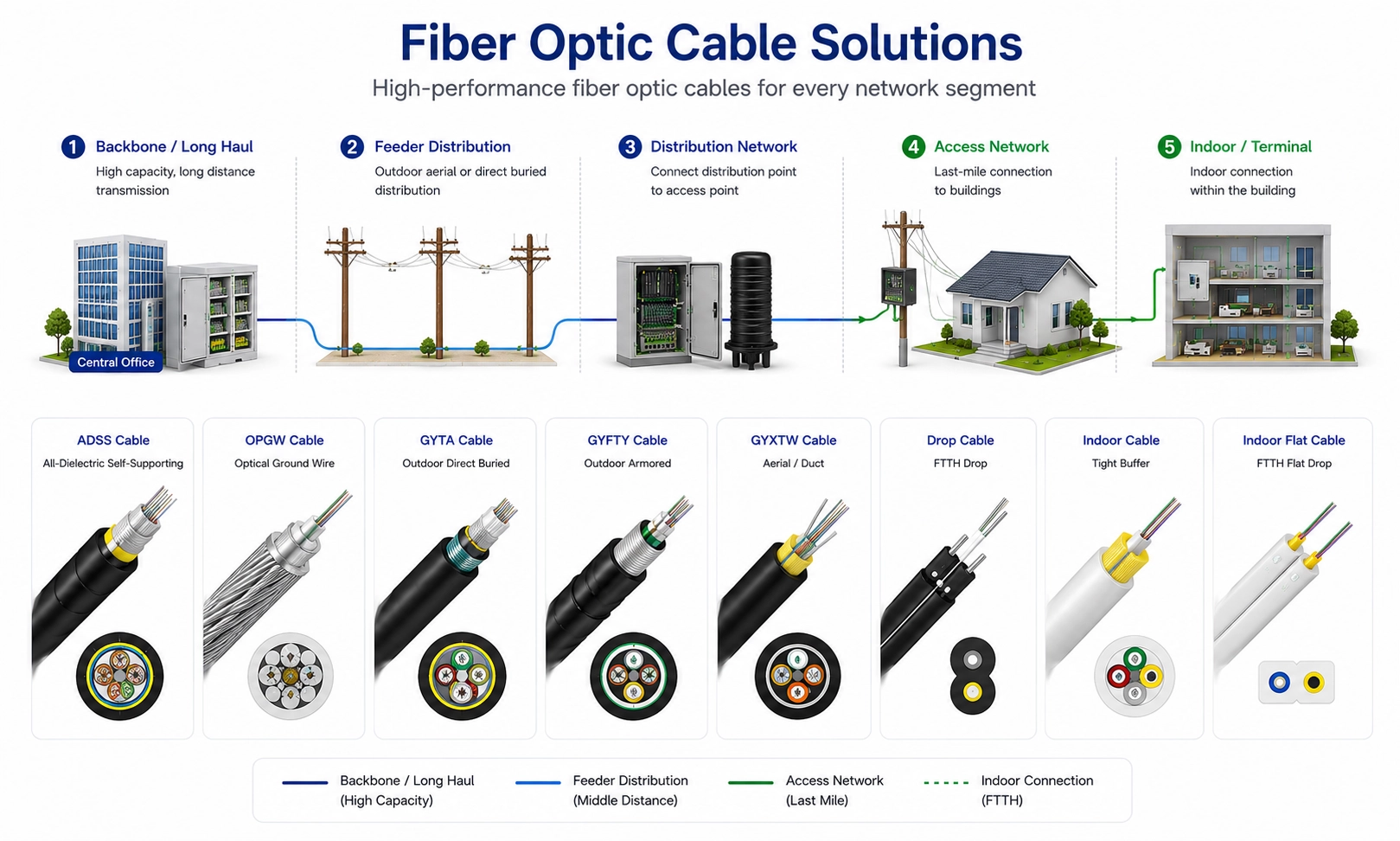 Fiber Optic Cable Solutions High-performance fiber optic cables for every network segment